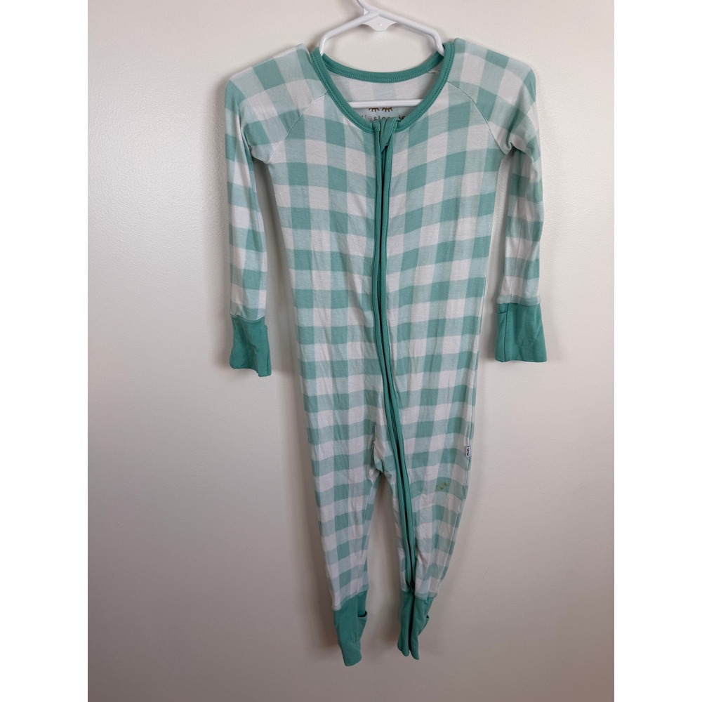 Little Sleepies Teal Gingham Bamboo Zippy 12-18 Months